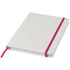 White A5 spectrum notebook with coloured strap, pink