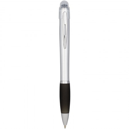 Nash light up pen silver barrel coloured grip, black solid
