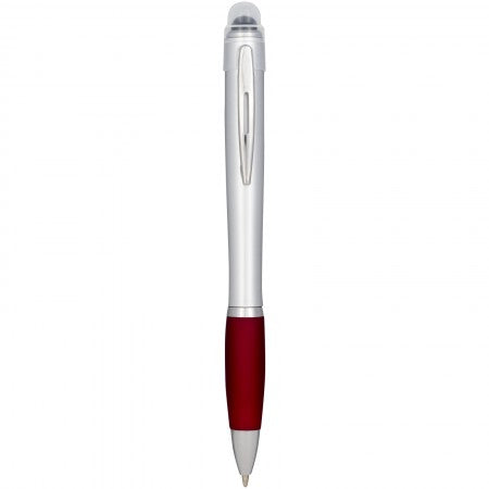 Nash light up pen silver barrel coloured grip, red