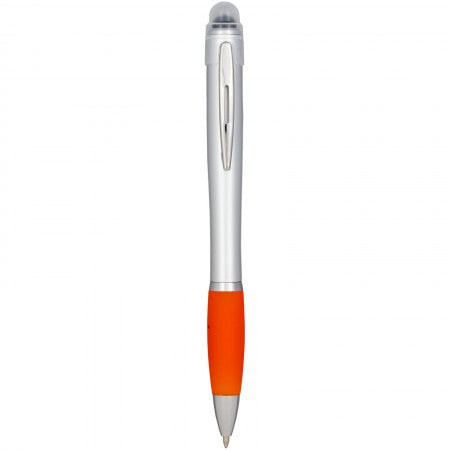 Nash light up pen silver barrel coloured grip, orange