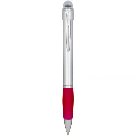 Nash light up pen silver barrel coloured grip, pink