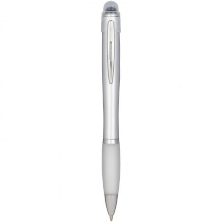Nash light up pen silver barrel coloured grip, white