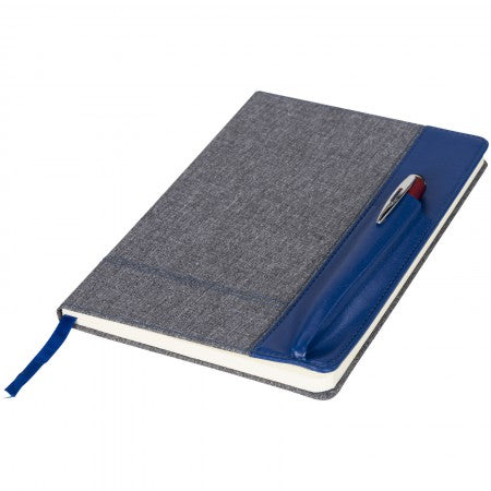 Heathered A5 notebook with leatherlook side, Blue