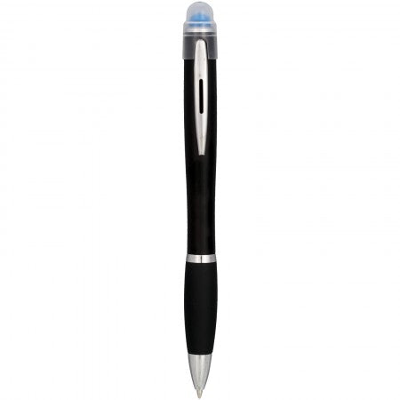 Nash coloured light up black barrel ballpoint pen, process b