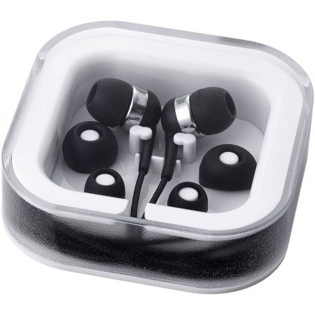 Sargas earbuds, solid black, 7,2 x 7,2 x 2,2 cm