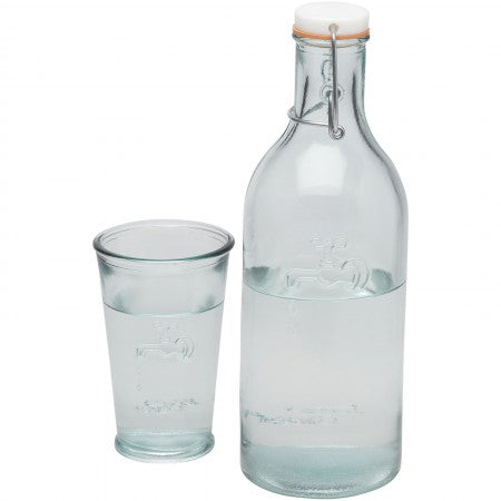Water carafe with glass, transparent, 18 x 9,3 x 27,5 cm