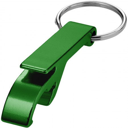 Tao alu bottle and can opener key chain, green, 5,5 x 1 x 1,
