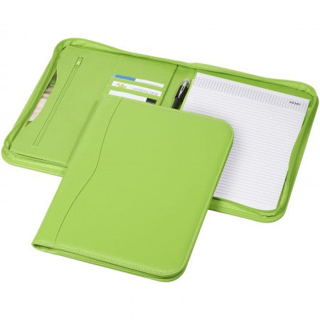 Ebony A4 zipper portfolio, green, 25 x 32 x 3 cm