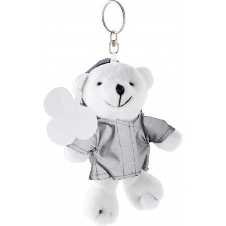 Plush bear with reflective hoodie., grey