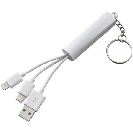 Route 3-in-1 Charging Cable with Key-ring, white