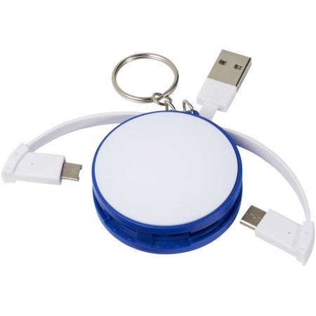 Wrap Around 3-in-1 Charging Cable with Keyring, blue