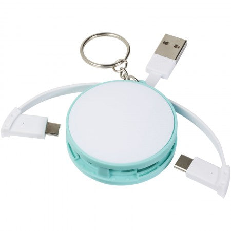 Wrap Around 3-in-1 Charging Cable with Keyring, mint