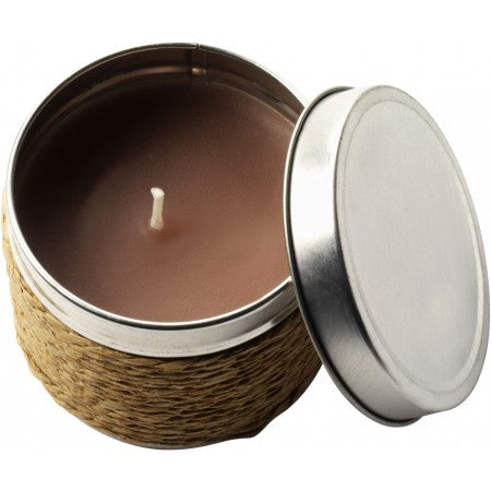 Fragranced candle in a tin, khaki