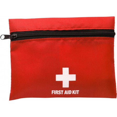First aid kit in nylon pouch, red