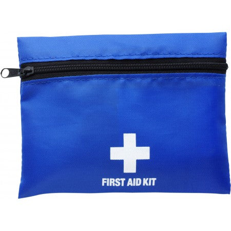 First aid kit in nylon pouch, cobalt blue