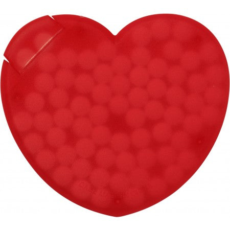 Heart shaped plastic mint card, red