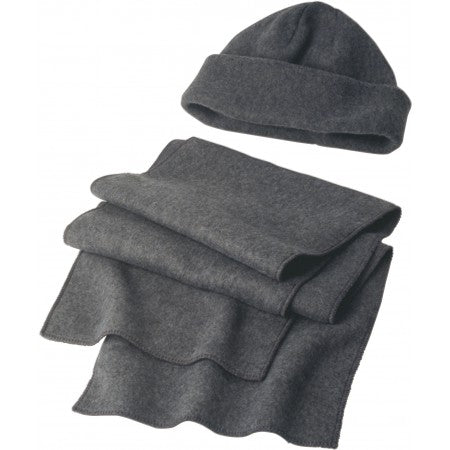 Fleece cap and scarf, grey
