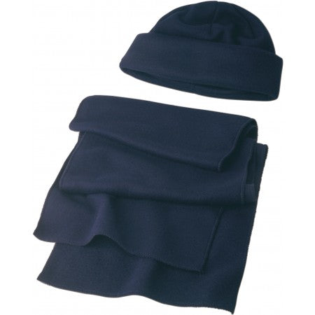Fleece cap and scarf, blue
