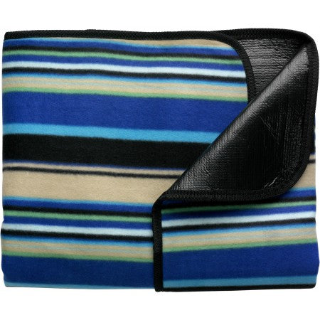 Fleece blanket in pouch, cobalt blue