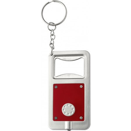 Bottle opener with LED light, red