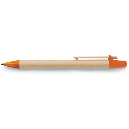 Ballpen with cardboard barrel, orange