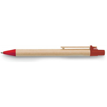 Ballpen with cardboard barrel, red