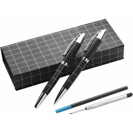 Metal ballpen and rollerball, black/silver