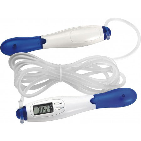 Skipping rope with a counting LCD display., cobalt blue