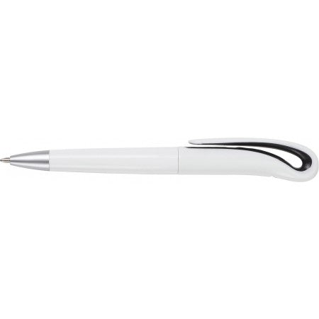 White ball pen with swan neck., black