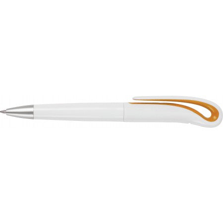 White ball pen with swan neck., orange