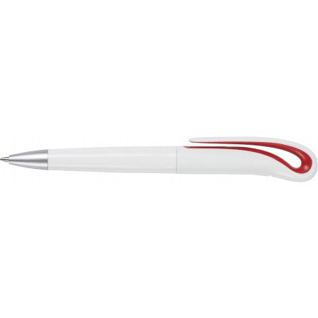 White ball pen with swan neck., red