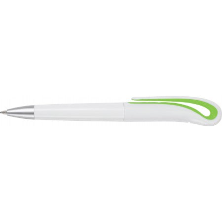White ball pen with swan neck., light green