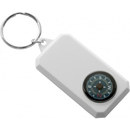 Plastic key holder, compass, white