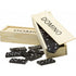 Domino game in a wooden box, no colour