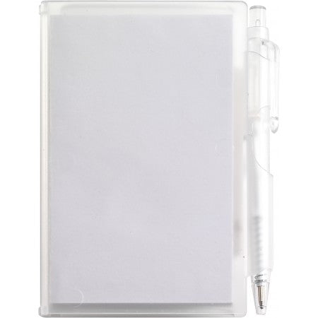 Notebook with pen, white