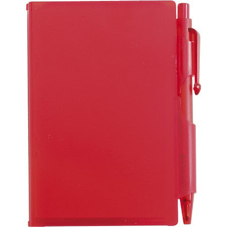 Notebook with pen, red
