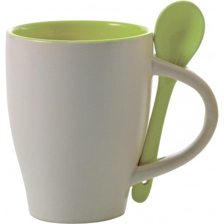 Coffee mug with spoon (300ml), lime