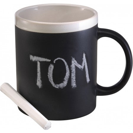 Stoneware mug with chalks, black/white