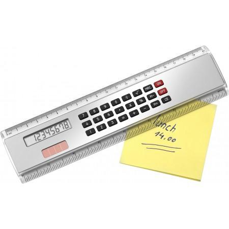 ABS Ruler (20cm) with calculator, silver - BRANIO
