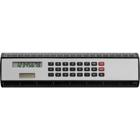 ABS Ruler (20cm) with calculator, black/silver - BRANIO