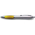 Plastic ballpen, silver barrel, yellow