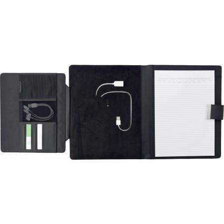 A4 PU Folder with power bank and tablet holder, black - BRANIO