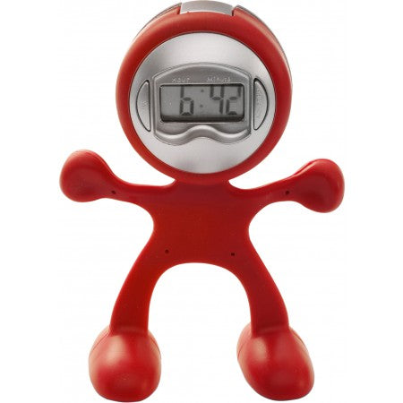 Sport-man clock with alarm, red