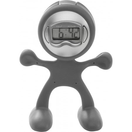 Sport-man clock with alarm, light grey