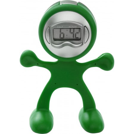 Sport-man clock with alarm, light green