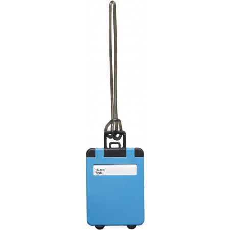 Plastic luggage tag, cobalt blue