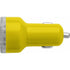 Plastic car power adapter with two USB ports, yellow