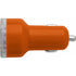 Plastic car power adapter with two USB ports, orange