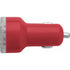 Plastic car power adapter with two USB ports, red