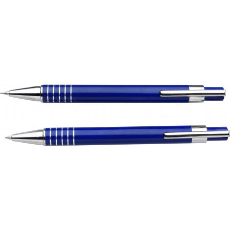Set of ballpen and pencil, cobalt blue